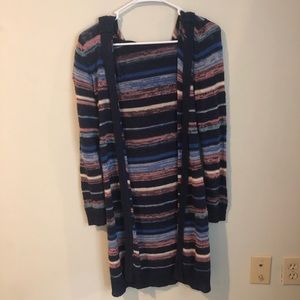 Long cardigan with hood